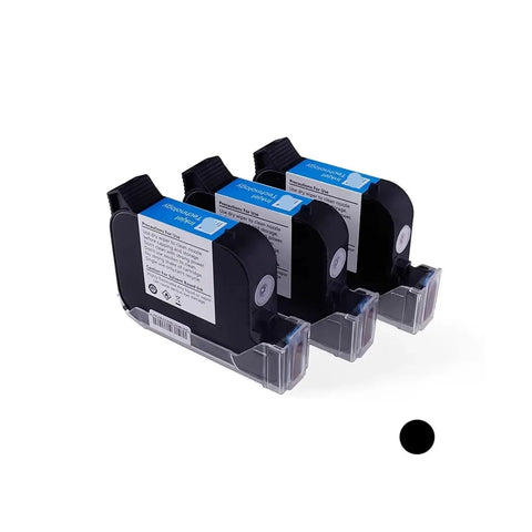 Fast Dry Black Solvent Ink Cartridge 42ml 12.7mm For Industrial Marking Printers Pro Grade Performance Clear Coding Print Stable Ink Output Easy Replacement Durable Marks On Metal Plastic Packaging Surfaces, three-pack