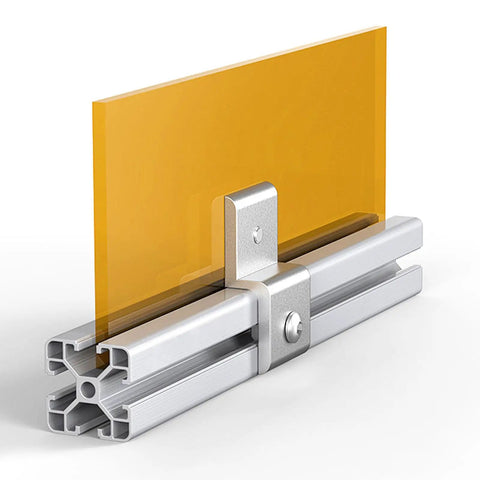 Eight Piece 3030 Series Z Shaped Corner Brackets For Mounting Aluminum Extrusion T Slot Connectors showing installation with panel