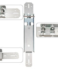 Heavy Duty Garage Door Reinforcement Bracket For Opener Installation DIY Repair Hookup Brackets With Clevis Pin Attaches To Top Panel For Most Openers 18 Inch shown from multiple angles.