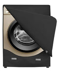 Black cover on a front-loading washer, showing the Front Loading Washer And Dryer Cover, Heavy Duty Oxford Fabric Waterproof Dustproof Shield.