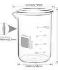 Close-up of a 250ml borosilicate glass beaker from Six Piece 250ml Borosilicate 3.3 Glass Beaker Set With White Double Scale Graduation