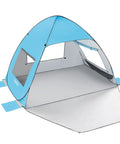 UPF 50+ Pop Up Beach Tent Auto Sun Shelter for 2 to 3 People portable blue cabana with mesh windows and lightweight design