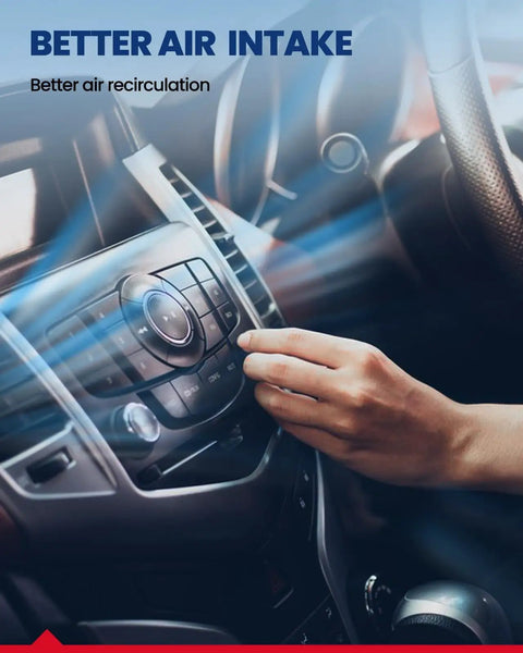 Person adjusting car air vent, highlighting better air intake with Top Notch Cabin Air Filter With Activated Carbon CF9785 Replacement