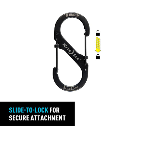 SlideLock Stainless Steel S Biner Dual Gate Carabiner With Locking Mechanism for Secure Clip Keys Gear Backpacks Belts Pockets