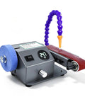 Electric 350W Digital Belt Sander And Knife Sharpener With Variable Speed And Adjustable Angle Includes Ten Sanding Belts For Wet Or Dry Use, compact design with digital display.
