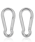 Heavy Duty 316 Stainless Steel Carabiners 3 Inch Spring Snap Hooks For Gym And Outdoor Use, Marine Grade Clip Pack Of 4, front view