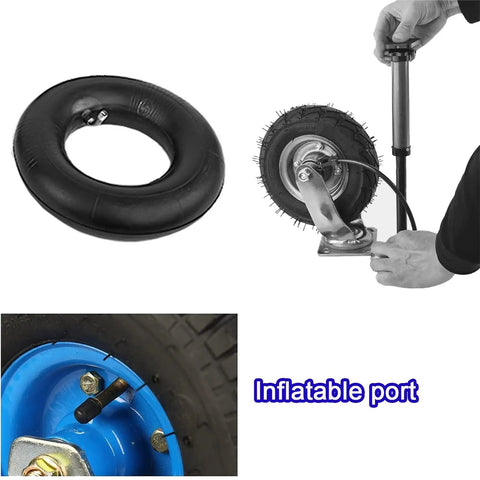 Heavy Duty Industrial Caster Wheels Four Pack Eight Inch Air Filled Rubber Casters Packed With Two Locking Pedal Brakes And Two Swivel Rollers Built Tough Steel Hub Shock Absorbing Cushion With Quick Install Bolts For Smooth Cart Handling