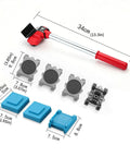 8 Pack ABS Moving Wheel Set For Quick Furniture Relocation Tool Free Assembly Anti Slip Sliders with lever and pads shown