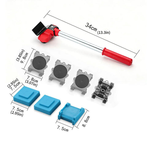 8 Pack ABS Moving Wheel Set For Quick Furniture Relocation Tool Free Assembly Anti Slip Sliders with lever and pads shown