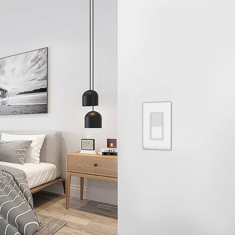 3 Way Decorator Light Switch With Wall Plates Pack of 10 15A 120/277V Decora Style Rocker Switches For Home Use Residential UL Listed Glossy White Easy Install Great For Stairway Top And Bottom Or Garage Entry on bedroom wall