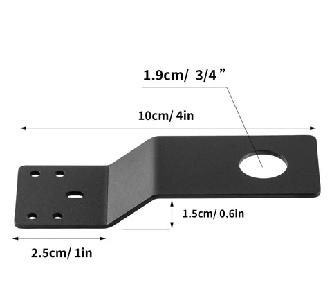 Extended NMO Antenna Mount Bracket For Three Quarter Inch Hole Thick Steel Vehicle Mount, dimensions labeled.