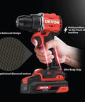 Badass Cordless Impact Drill 20V Brushless Motor 55Nm Torque Dual Speed Control 10Mm Keyless Chuck Comes Loaded With Two 5.0Ah Batteries For No Sweat Builds in hand with diamond texture grip.
