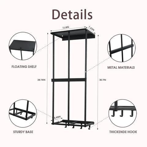 Heavy Duty Wall Mount Camping Chair Rack With Four Hooks For Garage Organizer Holds Camping Chairs Beach Chairs Umbrellas And Other Outdoor Gear Keeps Garage Neat Tidy And Ready To Roll details diagram with dimensions.