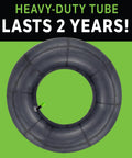 Heavy Duty Self Sealing Inner Tube With Preloaded Sealant, durable construction visible on green background, circular shape