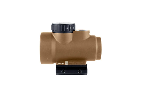 Side view of MRO SD 1x25 Green Dot Sight With Adjustable LED 2.0 MOA Green Dot Coyote Brown Anodized Low Mount For Fast Target Acquisition