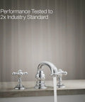 Artifacts Deck Mount Bath Faucet Handle Trim With Cross Design Polished Chrome Finish Dual Cross Lever Handles For Hot And Cold Water Premium Metal Construction Corrosion Resistant Complements Artifacts Collection, performance tested, water flow view