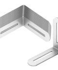 Ten Piece Brushed Stainless Steel L Brackets Showing Up In Three Inch Slotted Designs for furniture support and repair projects.