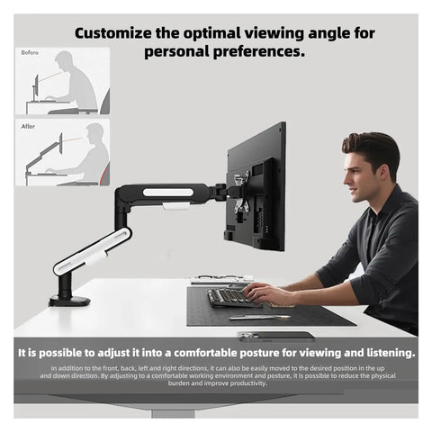 Level Up Your Workspace With A Sturdy Rotating Mechanical Monitor Arm For 13 To 32 Inch Lcd Screens, showcasing monitor height adjustment.