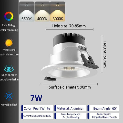 saditesdk 8-Pack 3.5 Inch Led Recessed Lighting Retrofit Downlight, Aluminum Anti-Glare Deep Baffle Trim, 7W