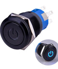 Latching Pushbutton Switch U19C1 1NO1NC SPDT On Off Metal Shell With Blue LED For 19mm Mounting Hole Three Quarter Inch Panel Cutout
