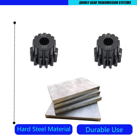 2 Pack Machined Hardened Steel 13T Motor Pinion Gear For 1/8 Sledge Replacement Upgrade 6483X 1.0 Pitch Fits 5mm Shaft