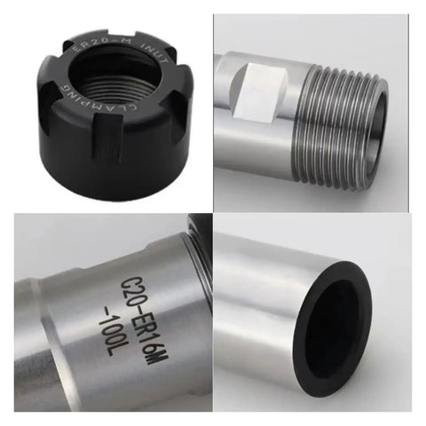 Rugged CNC Collet Chuck Extension Bar For Ridiculously Smooth Milling And Turning Operations That Knocks Out Vibration While Delivering Slick Surface Finishes On Every Machine Shop Setup, showcasing black cap and steel thread components.