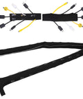 Heavy Duty 125 Cm Neoprene Cable Management Sleeve Waterproof Wire Organizer For Home Office Desk, showing multiple cables organized.