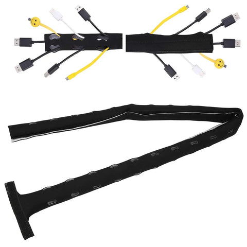 Heavy Duty 125 Cm Neoprene Cable Management Sleeve Waterproof Wire Organizer For Home Office Desk, showing multiple cables organized.