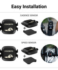 Dual Bike Cadence And Speed Sensor Kit With Wireless Bluetooth And ANT Plus, showing installation on bike for real-time tracking
