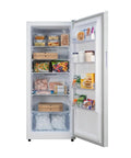 Inside view of 14 Cu Ft Convertible Upright Freezer And Refrigerator In Warm White Panel Featuring Hassle Free Mode.
