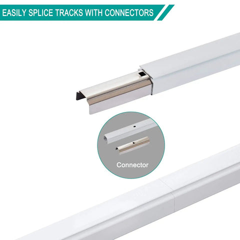 Durable Aluminum Curtain Track Rod Set With Hooks, No Fuss Adjustable 6Ft To 9Ft Length, splice connector detail