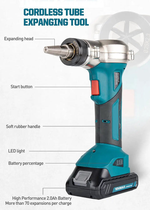 Rechargeable Electric PEX Expander Tool Kit With Auto Rotation Heads 16mm 20mm 25mm PEX A Expansion Cutter cordless detail