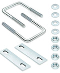 Heavy Duty Square U-Bolt Clamp Kit For Trailers, 4 Sets, 25Mm Inner Width, 70Mm Length, Zinc Plated Carbon Steel M8 Hardware