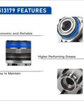 Features of 5-Lug Front Wheel Hub And Bearing Assembly with ABS for GM, showcasing economic and reliable design, and high-performance grease.