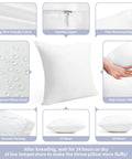 Outdoor Pillow Inserts Pack of 2, 26 by 26 Inches, Water Resistant Cushions for Patio Furniture, shown with features