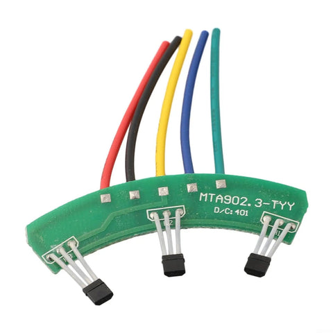 Badass 41F Hall Effect Sensor Board For 1000W To 2000W Brushless Motors On Electric Trikes, green PCB with colored wires.