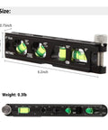 Magnetic Torpedo Level For Conduits With Four Vials V Groove And Magnet Track Aluminum Alloy Construction High Viz Black 6 Inch