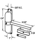 Diagram of Heavy-Duty Surface Mount Spring Door Closer for Doors From 44 to 154 Lb, dimensions and components detailed.