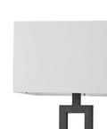 58 Inch Floor Lamp In Matte Black Finish With White Linen Rectangular Shade, Modern Geometric Cutout Design, E26 Base, close-up of top section