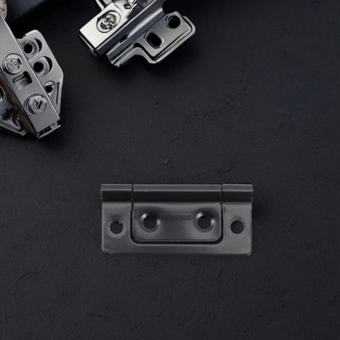 12 Pack Black Iron Door Hinges Heavy Duty Butt Hinges For Cabinets And Furniture, Vintage Retro Style shown on black surface
