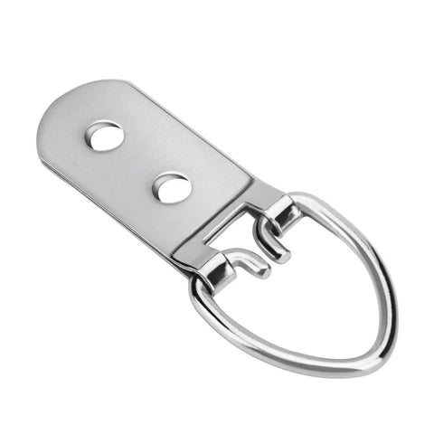 Close-up of Heavy Duty D Ring Picture Hangers With 400 Screws 200 Pack Double Hole D Hooks For Picture Frames And Mirrors Nickel Plated Iron