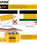MMNZE 5T mini hydraulic jack, yellow metal body with top cap, 6mm stroke.