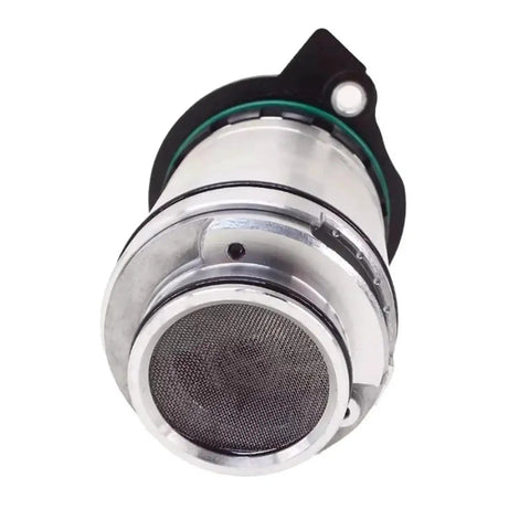 Top Shelf Direct Bolt Electric Oil Pump For Tesla Model S X 3 Y 2016 To 2023 No Sweat Drop In Replacement With Steel Reinforced Abs Housing Black Finish Part 110820200K viewed from the front, showcasing the mesh filter and black housing.