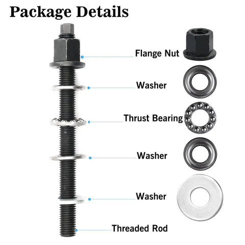 Heavy Duty Crank Pulley Installer Tool For LS Harmonic Balancer On GM LS V8 Engines 1998 and Up showing components: nut, washers, and rod