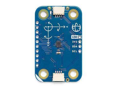 Modulino Movement 6 Axis IMU Motion Sensor For Pitch Roll And Tilt Plug And Play Qwiic Compatible Module For Arduino Projects MicroPython And Cloud Integration Ideal Starter Platform For Robotics And Mechatronics blue PCB with I2C pins
