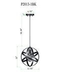 Farmhouse Black Globe Cage Pendant Light With Industrial Rustic Metal Look, E26 1 Light Fixture, dimensions detail