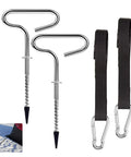 Heavy Duty Ice Shelter Tie Down Kit With Two Beefy Grip Self Tapping Anchors And Two Cam Straps For Ice Fishing Tents Universal Fit