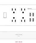 Top view of Eight International Adapters Travel Charging Station With Surge Protector And Four Smart USB Ports dimensions
