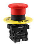 Beefy 22mm Push Button Switch With Two NC Contacts Red Mushroom Emergency Stop LED Indicator 600V 10A Latching Type Heavy Duty Industrial Control Button