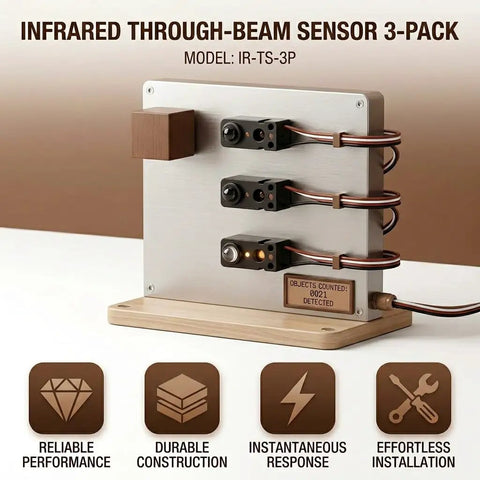 Three Pair Infrared Break Beam Sensor Switch Kit With 5MM LED Counting Module Ultra Fast 2ms Response For High Speed Robotics And Automation Projects For Industrial Applications, three-sensor count setup